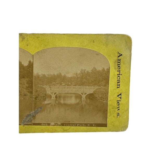 Antique Stereoscope Card Oak Bridge Central Park NY - Picture 4 of 5